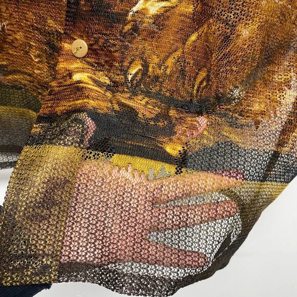 Vintage Hop Lite Mens Size XL Sheer Mesh Tiger Print Button Up Shirt - Picture 3 of 4